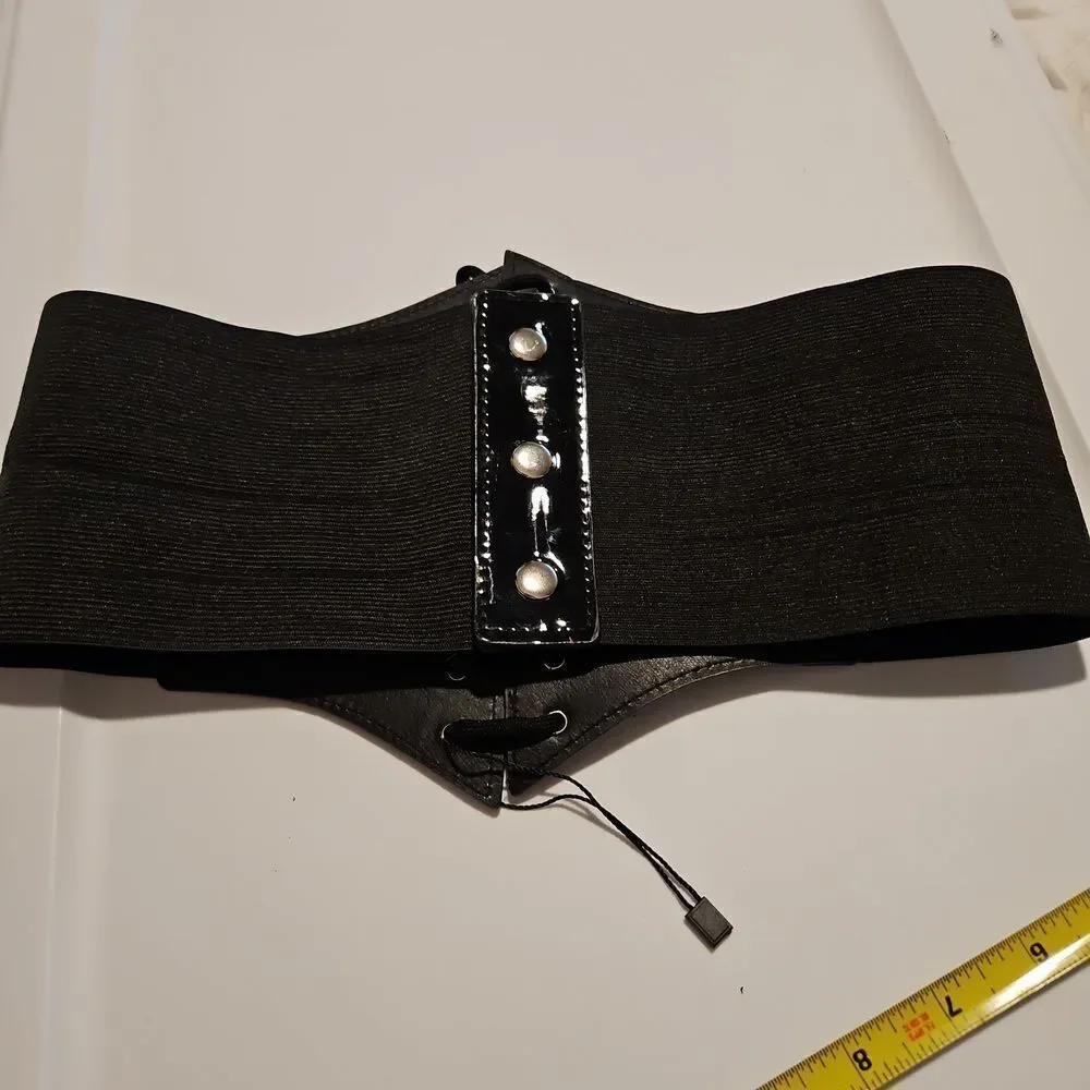 Black Lace-Up Corset Belt  Elastic Strech waist 26